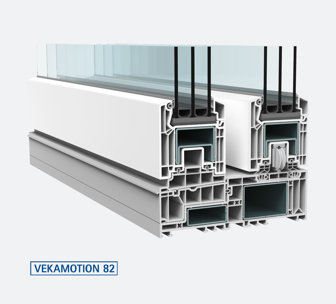 Sistema VEKA VEKAMOTION 82 per grandi aperture scorrevoli in PVC