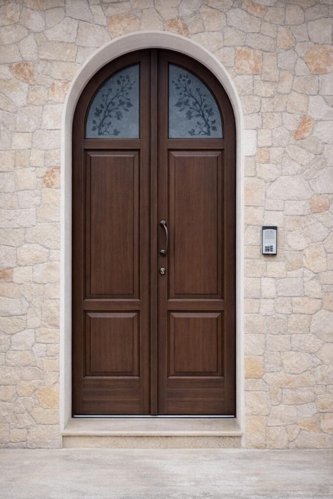 Porta d'ingresso ad arco effetto legno